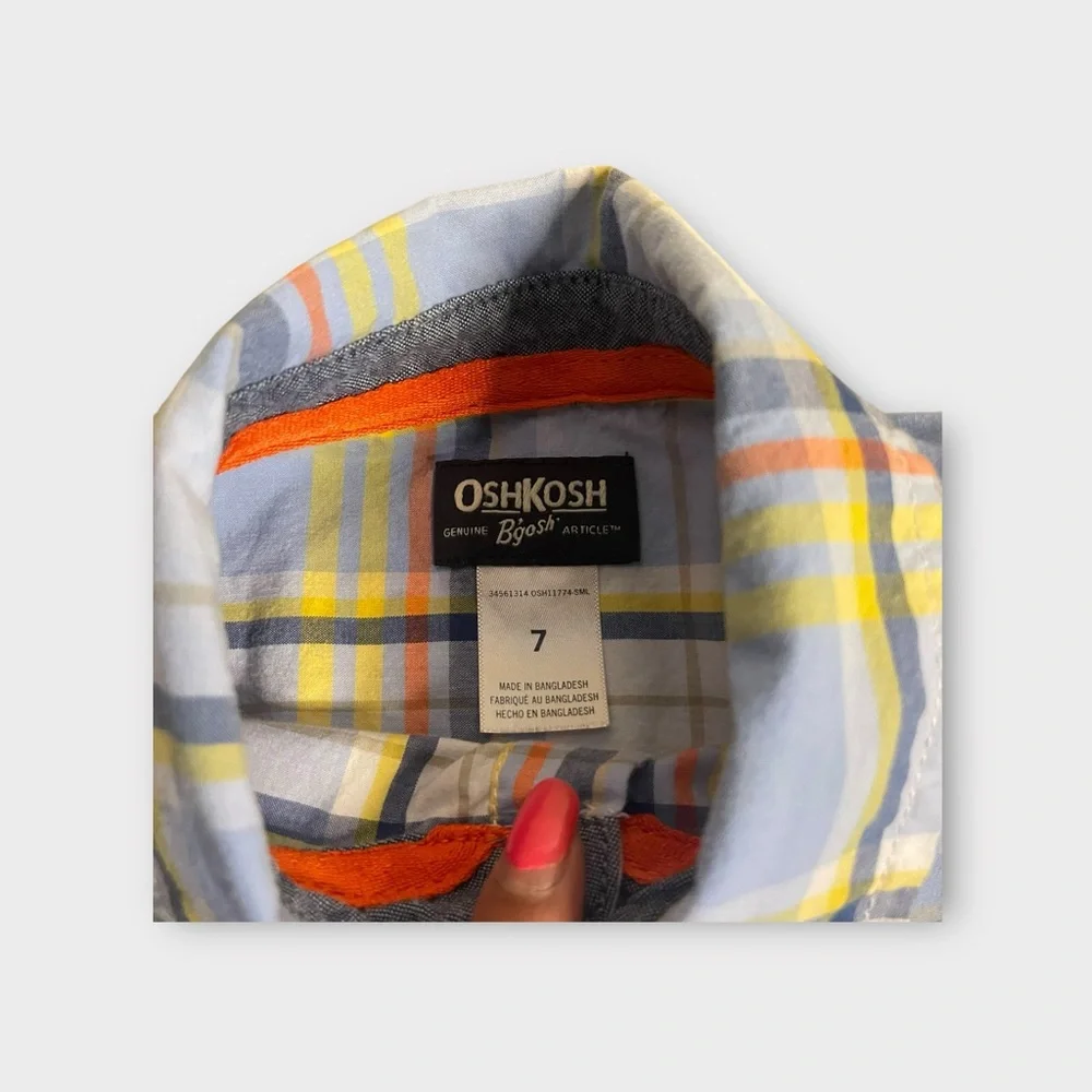 OshKosh B’gosh Yellow & Blue Plaid Button Up Shirt